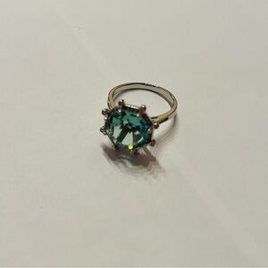 Sterling Silver Plated Geometric Light Green Crystal Stone Ring